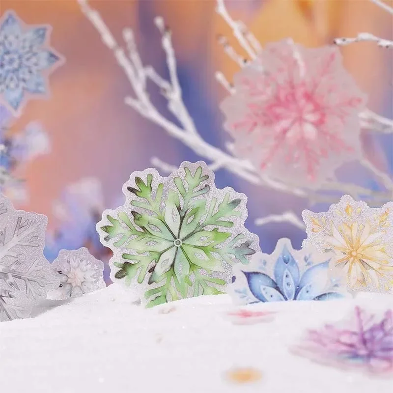 1Roll 2M  Roll  Snow Falls Silent Glitter Handbook PET Tape Material Collage Bottom Package Adhesives Scrapbook 50mm*2m 2