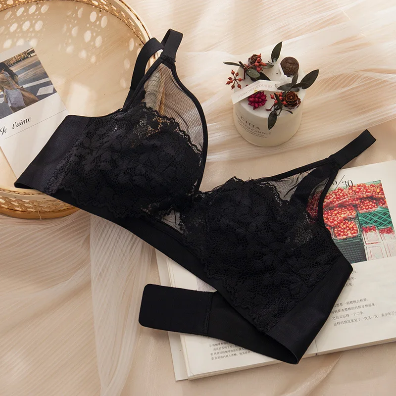 French Style Sexy Bra Fashion Push Up Underwear Sexy Lace Brassiere Women's Non Steel Ring Small Chest Underwear Sexy Lingerie