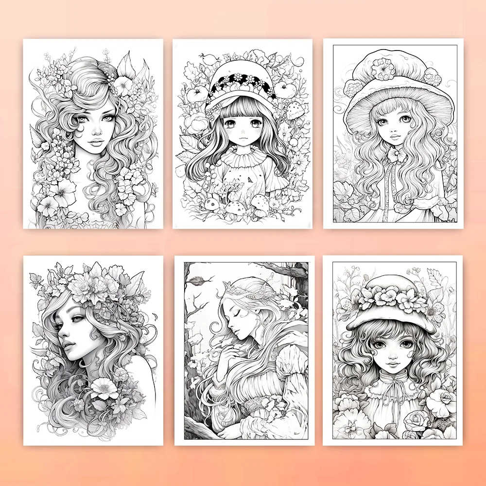 1pc, Flower Girl Coloring Book, Teenagers Coloring Book, 30 Different Patterns, 100gsm Thick Paper, Stress Relief, Birthday Gift 4