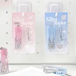 Compact Eco-friendly Stapler Portable Office School Supplies with Hanging Chain Mini Clamp Stapler Paper Clam Clip Dispenser