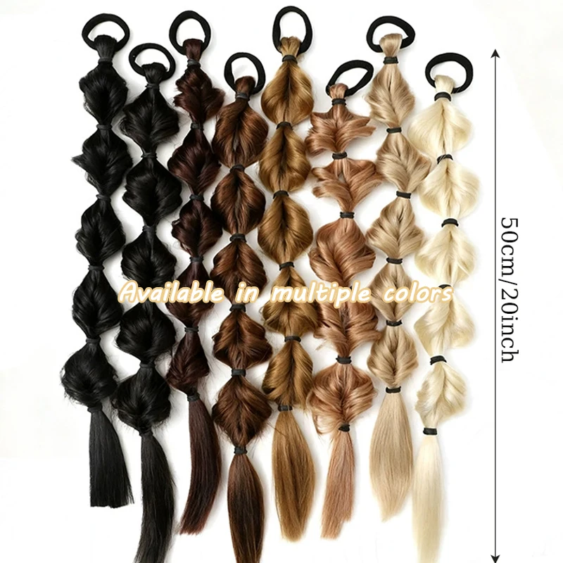 1Pc Bubble Braids Hair Ponytail Extensions Wig Synthetic Lantern Bubble Braids with Hair Tie for Women Kids Daily&Party Use