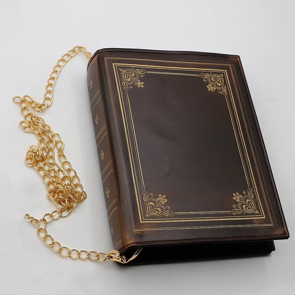 รูปสินค้า กระเป๋าหนังทรงหนังสือ ลายทอง คลาสสิก