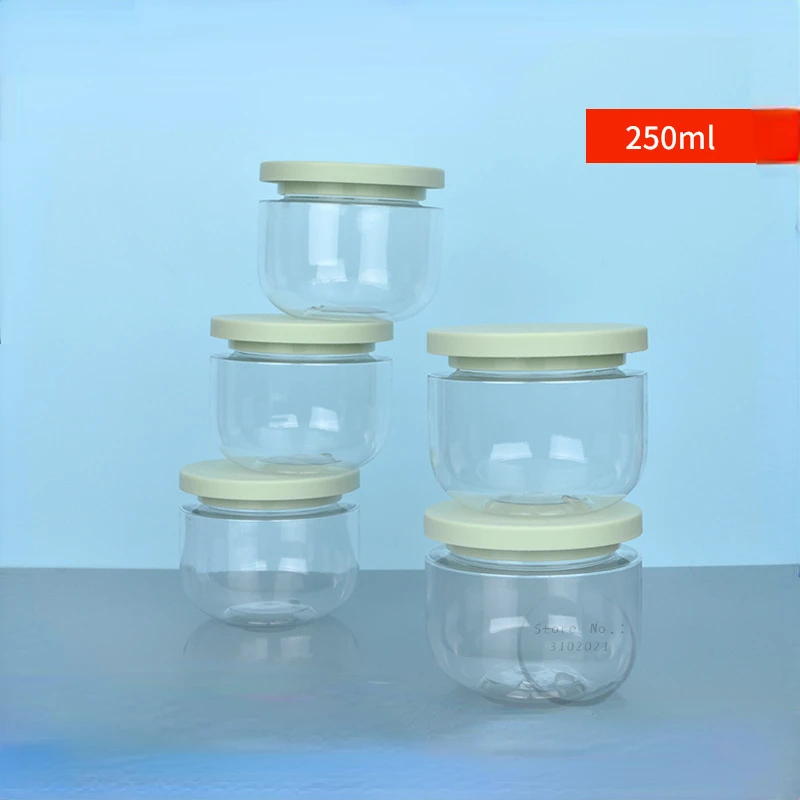

20Pcs Plastic Cream Jars Empty Transparent Refillable Bottle 250ml 8oz Cosmetic Pots Packaging PET Makeup Containers With Lids