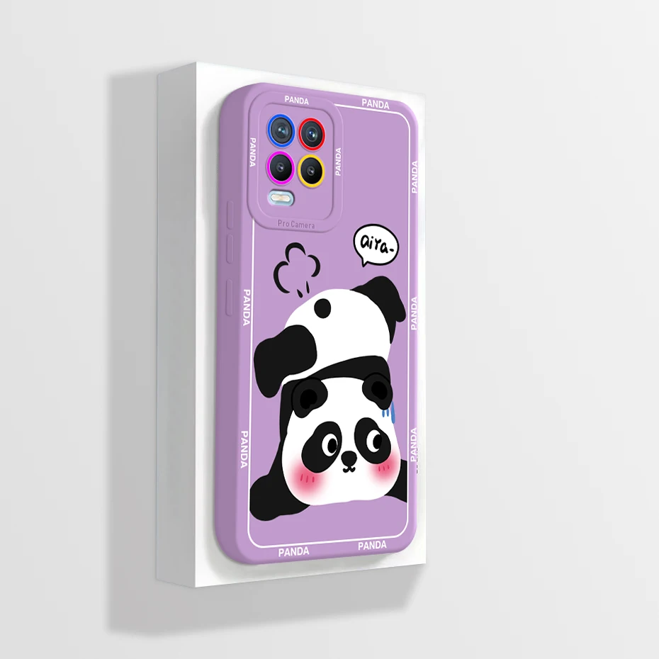 For Realme 8 4G 5G Case 8 Pro Liquid Soft Silicone Case For oppo Realme 8i RMX3151 Panda Back Cover For Realme 8Pro Phone Bumper