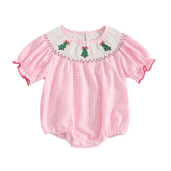 Baby Girl Christmas Smocked Bubble Romper 1