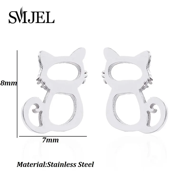 Koreanische minimalistische Edelstahl-Tier-Ohrstecker für Frauen 2026, Modeschmuck, Kaninchen, Katze, Schmetterling, Schwalbe, Ohrstecker, Geschenke – Detail 19