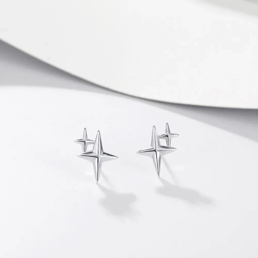 Monkton Genuine s925 Sterling Silver Starlight Stud Earrings for Women Unique Style Star Earrings Fine Jewelry