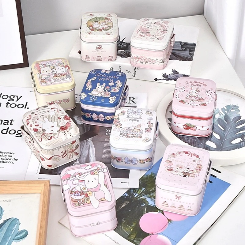 1 Pz Piccolo Metallo Vintage Candy Box Valigia Storage Tin Cookie Gift Box Articoli Vari Organizer Lattine Di Stoccaggio Scatola Regalo