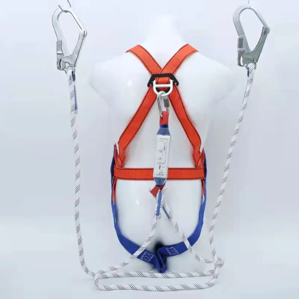 더블훅 안전벨트 버퍼 내마모성 5점식 하네스 생존 로프 고고도 보호벨트 야외 등반용