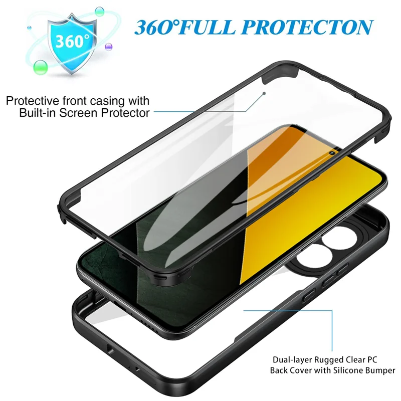 360 Full Body Shockproof Transparent Phone Case with Screen Protector