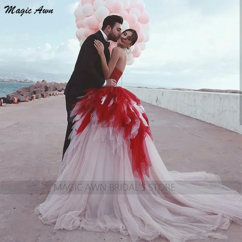 Vestido de baile mรกgico para mulheres, tule colorido querido, vestido de noiva boho, vestidos de festa em camadas