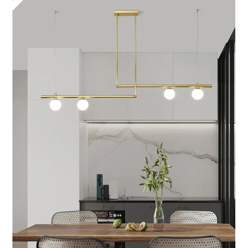 

Lamp 3-Light Glass Globe Chandelier Modern Linear Ceiling Hanging Lights Fixtures For Living Room, Dining Room Kitchen Island