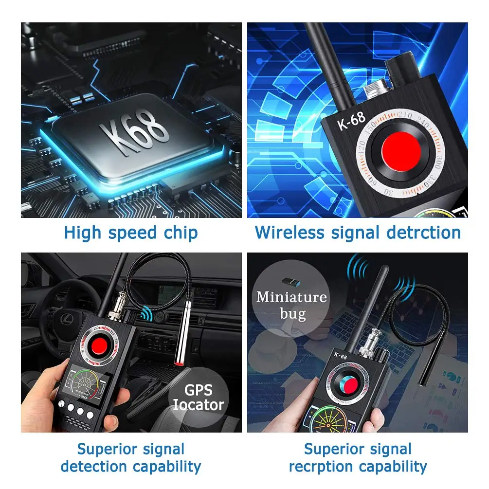 K68 Wireless Signal Detector signal detector RF Bug Finder Anti Eavesdroped Detector Anti Candid Camera GPS Tracker Locator hidden camera detector