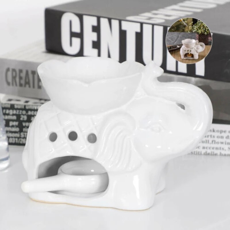 Brûleur à huile éléphant, chauffe-cire, fondants à huile, parfum, porte-bougie chauffe-plat en céramique