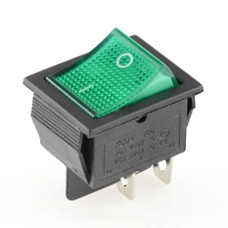 Interruptor basculante KCD4 de encendido y apagado de 6 pines con LED de 4 pines, 16 A, 250 V, 220 V, T85, 20 A, pequeño, 6 pines, 4 pines, luz para lámpara de 2 posiciones, 220, 230 V, 10 A, cohete