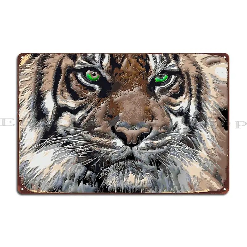 Tigre Green Eyes 3D Metal Signs Garage Club Cinema Design Design Bar Tin Sign Poster
