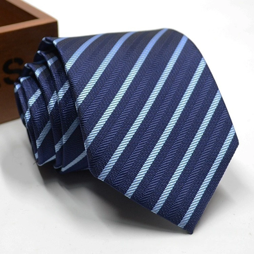 Classic Stripe Necktie - Business Formal Tie for Men 8cm Blue Black Pink Red