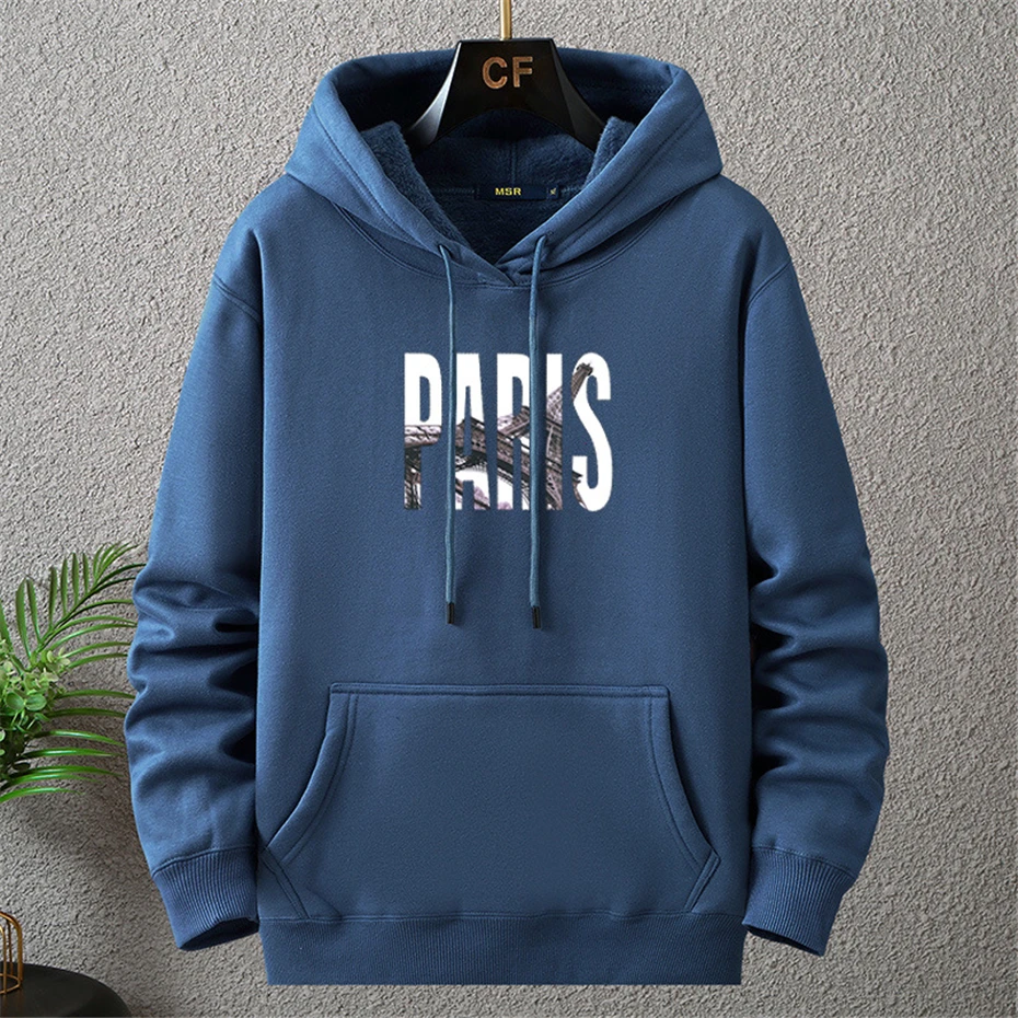 Men's Paris Print Pullover Hoodie - true-deals-club