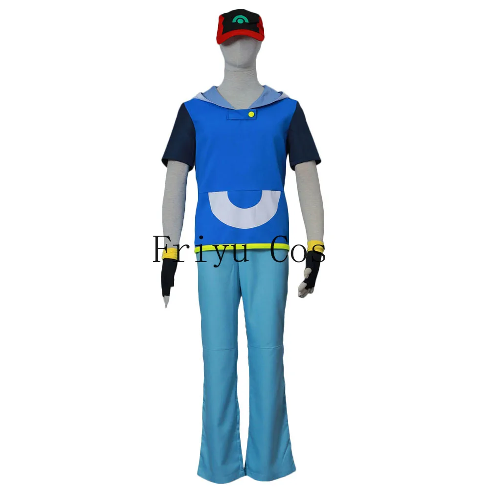 Adult Kids Trainer Anime Ash Ketchum Cosplay Costume Tops Pants Gloves ...
