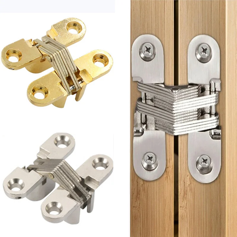 2Pcs 12x43MM Invisible Hinges Silent Close Cross Hinge Hidden Concealed Cabinet Cupboard Door Wooden Boxes For Folding Furniture stainless steel hinges,door hinges