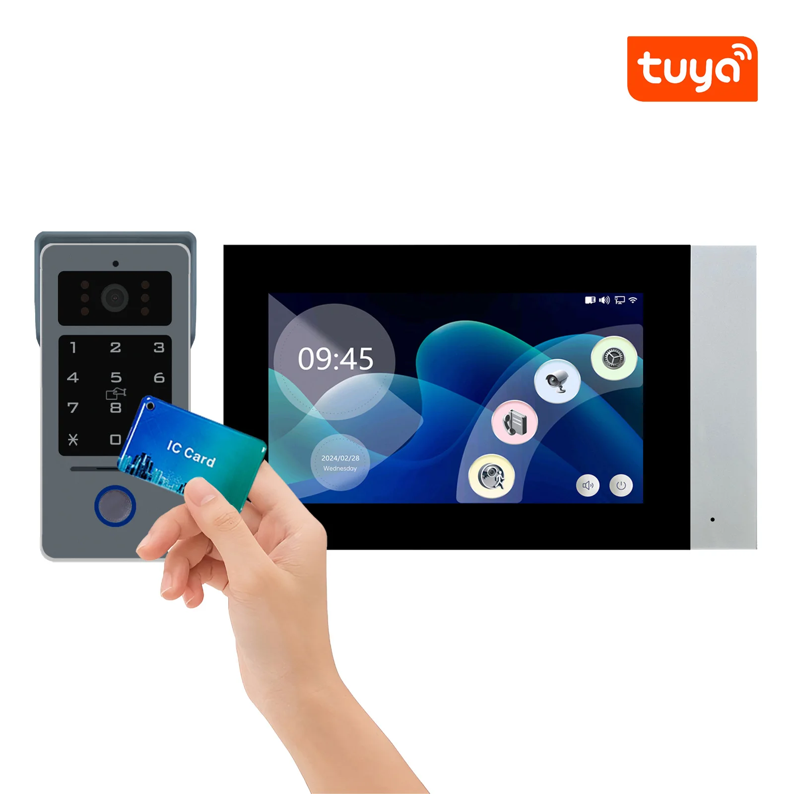 2 Wire Video Intercom System 7" IPS LCD Screen Night Vision RFID Unlock Smart Wifi Video Doorbell 1080P Video Phone 5