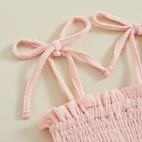 Toddler Baby Girls Summer Romper Dress Casual Sleeveless Shoulder Strap Bodysuits with Hairband Children 0-18 Months Outfits 4