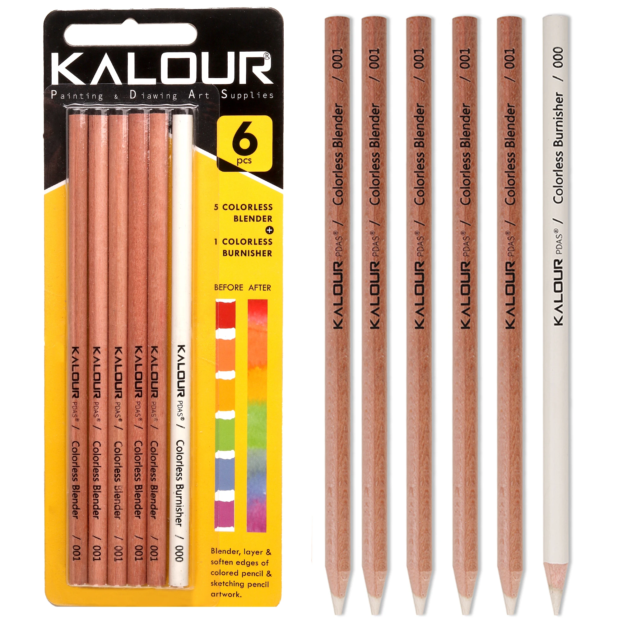 Kalour Colorless Blender And Burnisher Pencils Set,non-pigmented, Wax Based  Pencil,perfect For Blending Softening Edges - Wooden Lead Pencils -  AliExpress