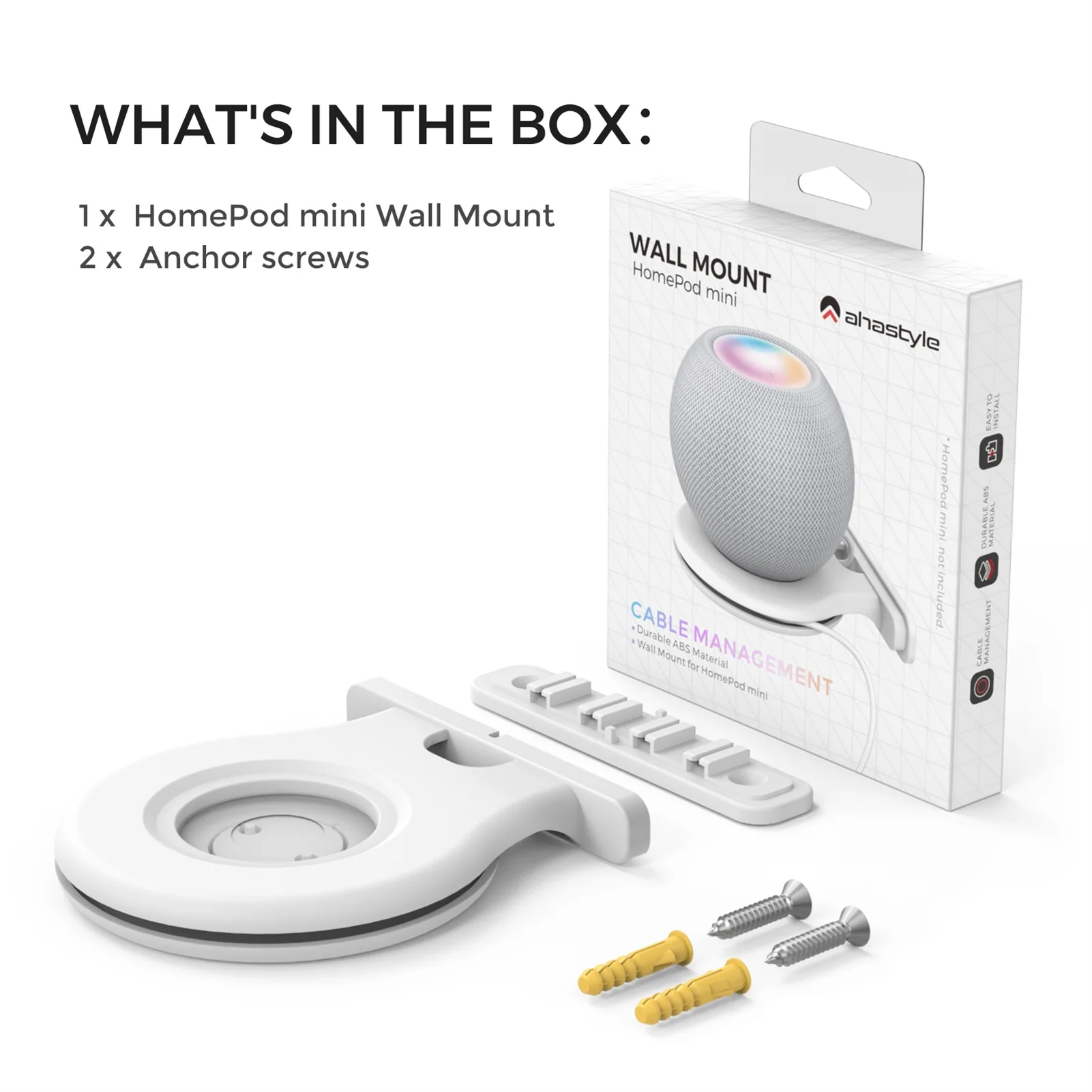 SPORTLINK Soporte de Pared Homepod Mini - Soporte Homepod Mini Integrado en  la Gestión de Cables Diseño Que Ahorra Espacio-Blanco