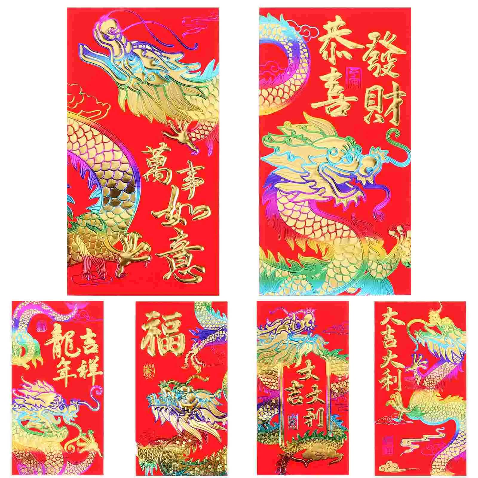 

6 Pcs Red Gifts 2024 Envelopes Money Bag Packets Chinese New Year Festival Traditional
