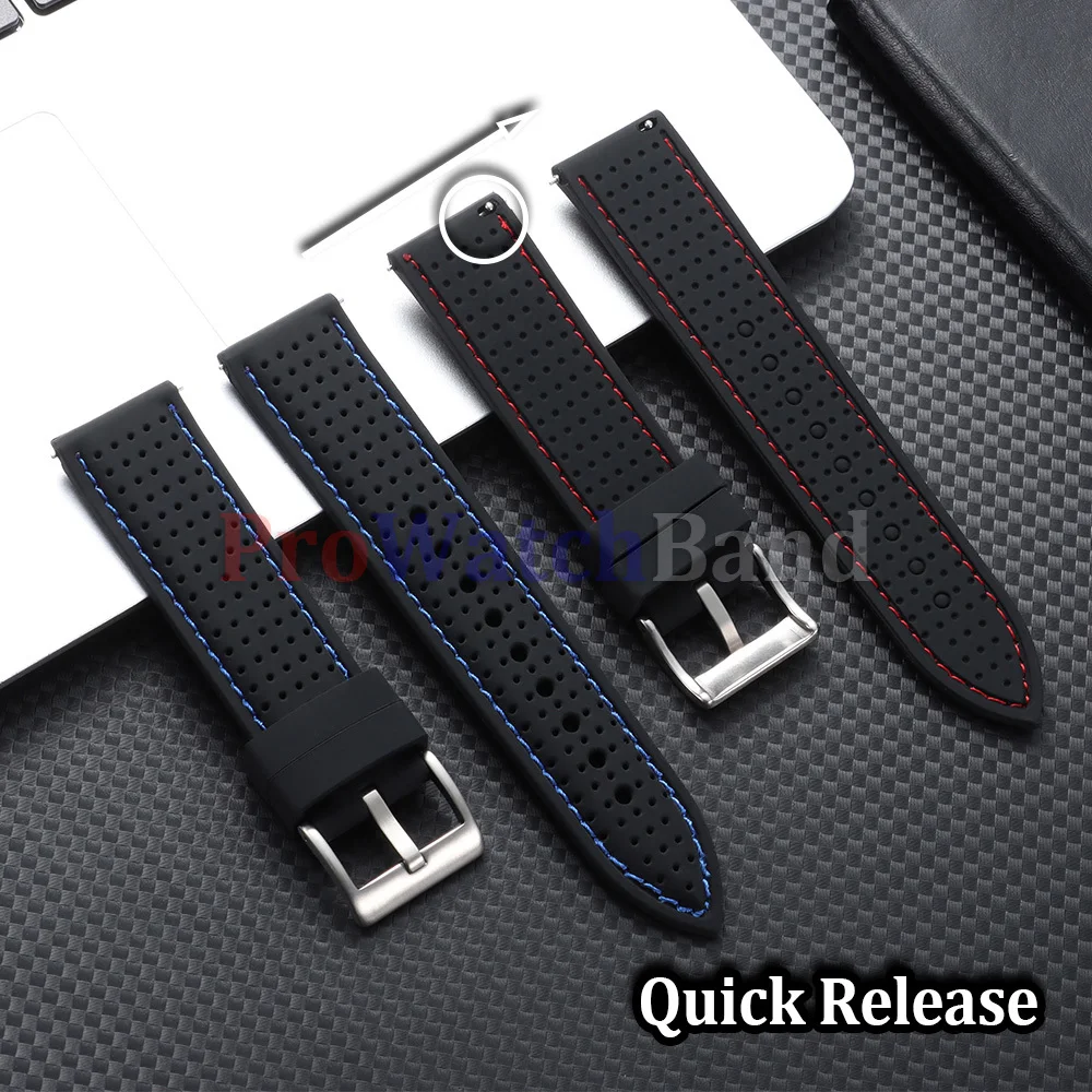 Deluxe Waterproof Silicone Watch Strap – Breathable Soft Rubber Replacement Band