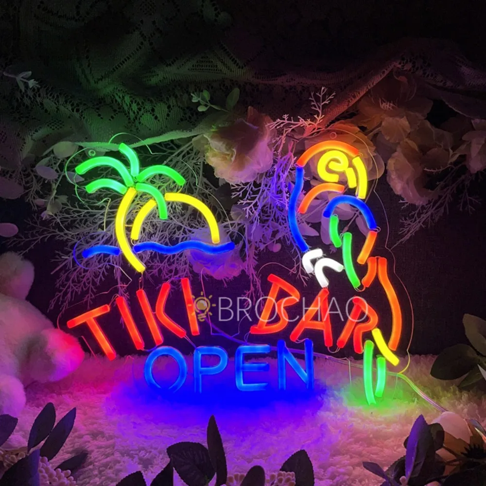 Открытые неоновые светильники Tiki для бара, Приморского берега, пивного бара, паба, клуба, настенные декоративные неоновые светильники, настенные лампы для декора комнаты
