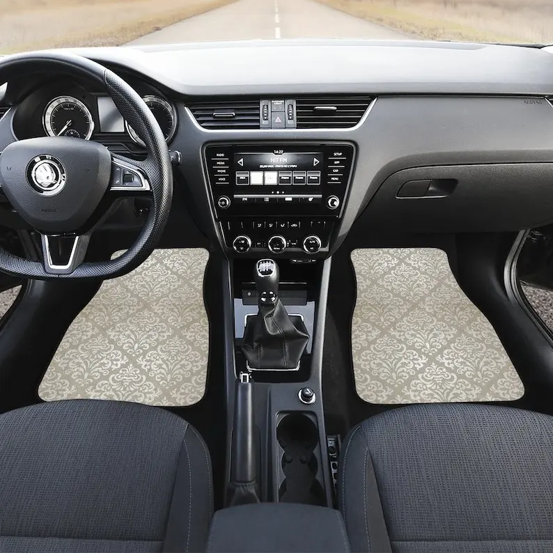 

Beige Classy Elegant Decor Car Floor Mats Set, Front and Back Floor Mats for Car, Car Accessories