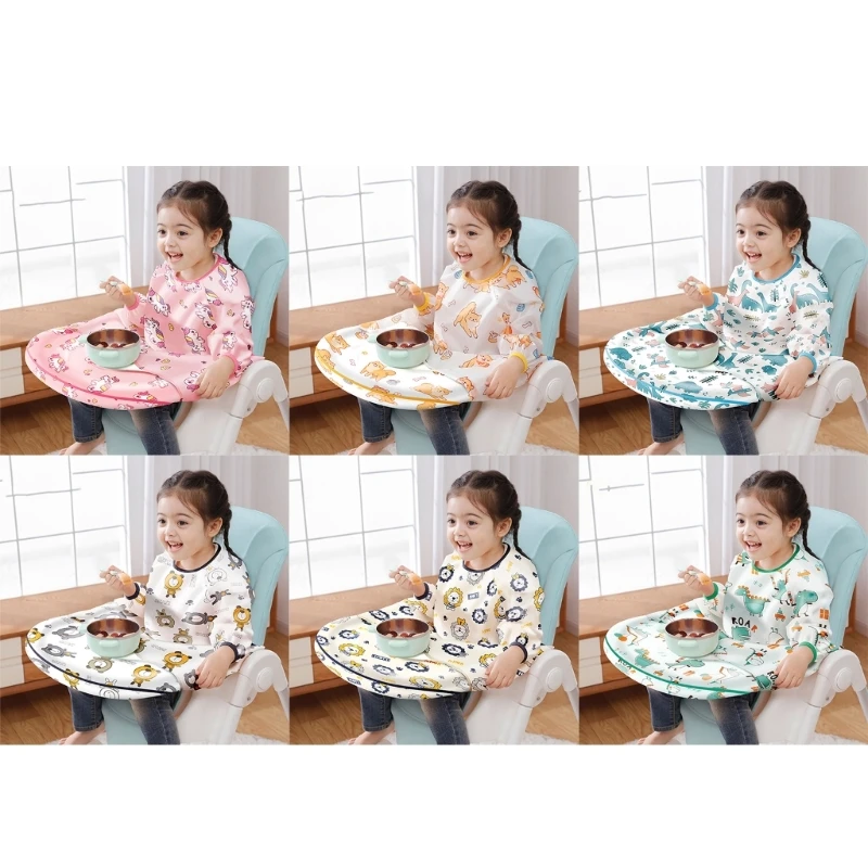 

Baby Weaning Bibs Anti-dirty Highchair Waterproof Sleeved Bib Set Stain Odor Resistance Plays Smock Apron 6-36 Months