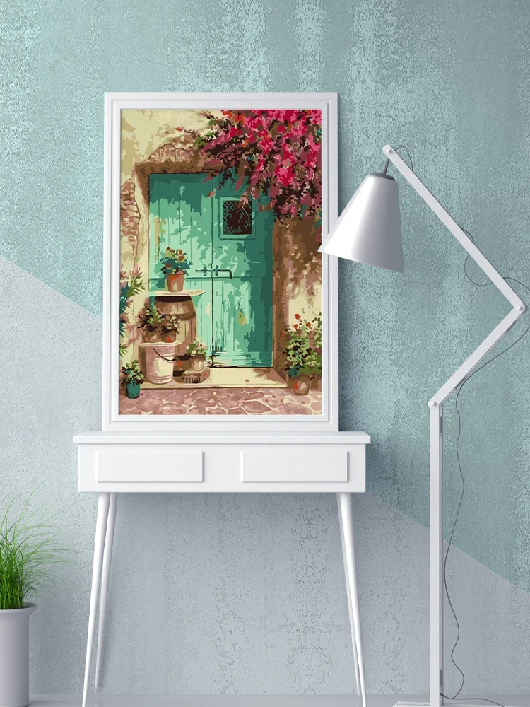 CHENISTORY Oil Paint By Numbers Adult With Frame Floral Kit Landscape Diy  HandPainted Coloring Painted Art Picture For Home Deco - AliExpress