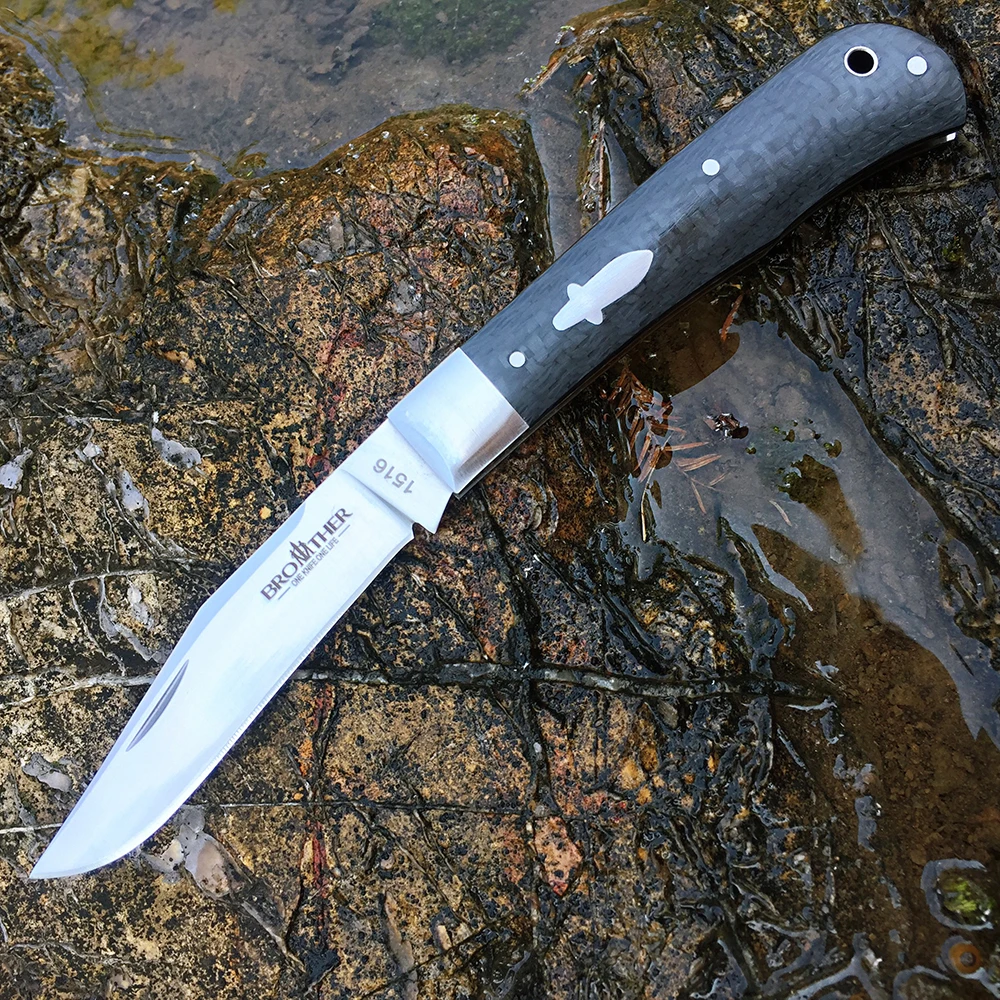 【1516】Brother Folding Knife Pocket Tactical Hunting Knives VG10 Blade Carbon Fiber Grip EDC Tool