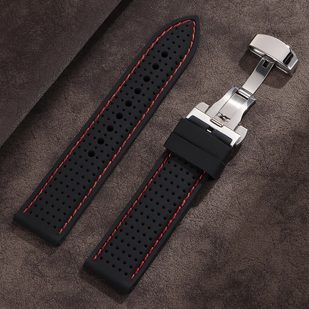 Silicone Butterfly Buckle Breathable Watch Strap Replacement
