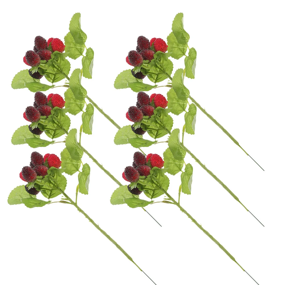 

6 Pcs Simulated Bayberry Potted Plant Artificial Plants Waxberries Fruits Wild Strawberries
