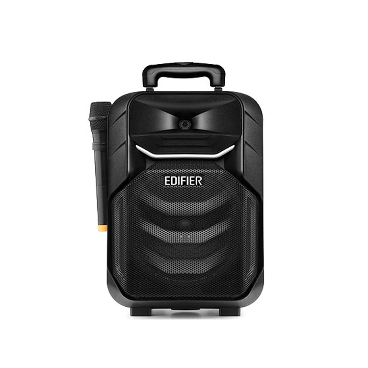 street use wooden charging 8'' subwoofer mobile bt wireless karaoke trolley speaker