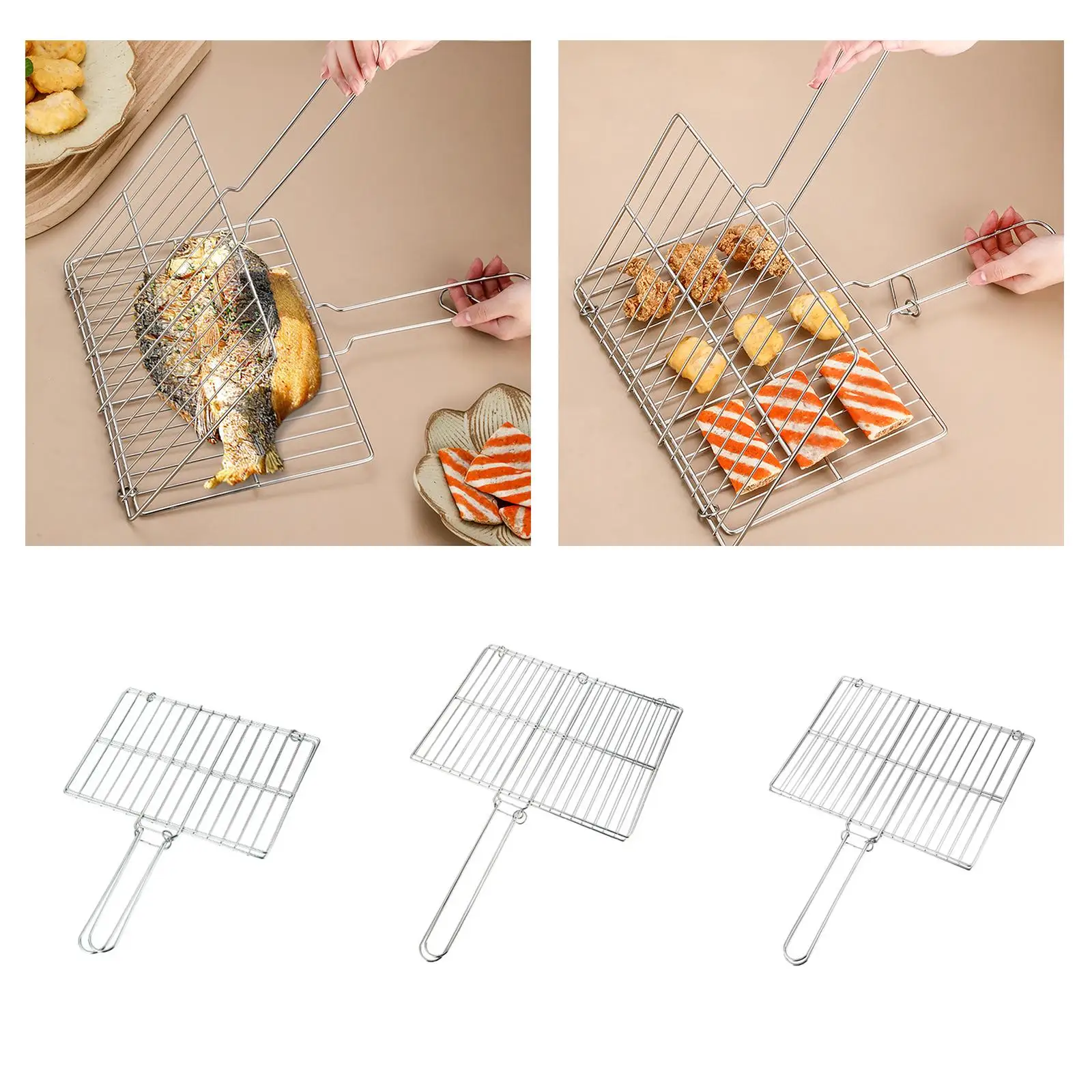Grill Basket Grilled Fish Clip Portable Foldable Durable Lightweight Barbecue Rack BBQ Fish Grilling Basket for Gifts Camping