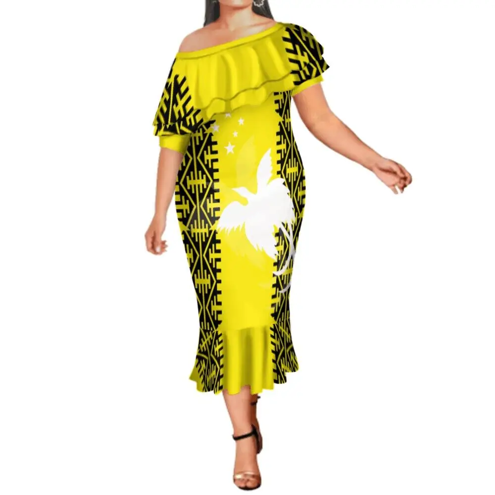 

2023 Summer women's one-shoulder fishtail dress Papua New Guinea tribal fashion luxury design women's dress