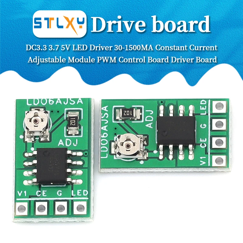 PWM 제어 보드 LED 드라이버 30-1500MA 정전류 조절 가능 모듈, 18650 리튬 이온 DC 3.3V 3.7V 5V에 적합