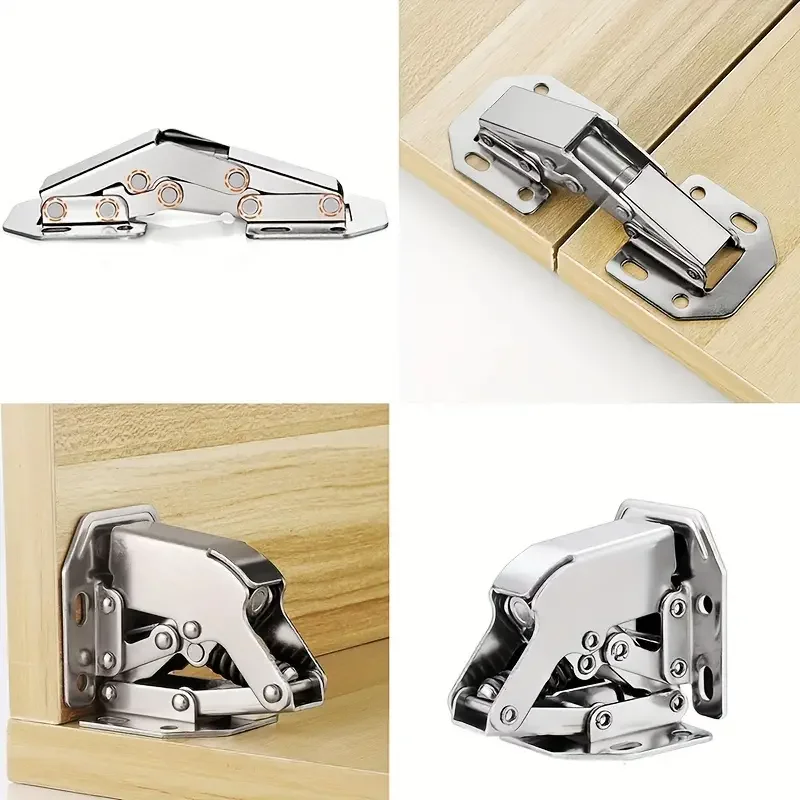 4Pcs Modern Metal Hidden Cabinet Hinges Easy Mount 90&deg; Spring Complete with Screws cabinet door hinges cabinet hinges