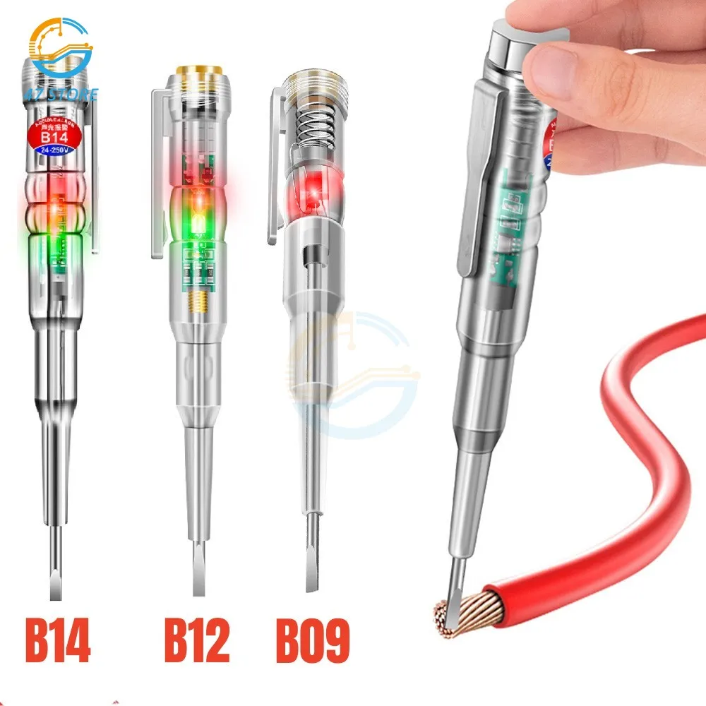 

B14 B12 B09 24V-250V Electrical Pen Portable Tester Screwdriver Probe With Indicator Light Sound and Light Alarm Test Pen Tools