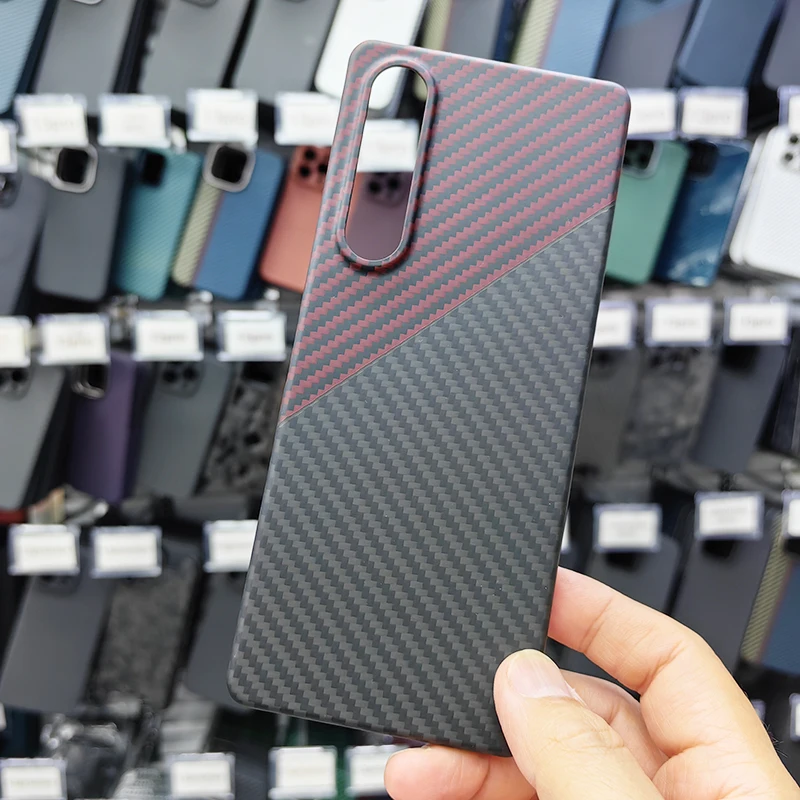 

ZXKE чехол для телефона из углеродного волокна для SONY Xperia 1V 5-й тонкий и легкий атрибут тонкие линии арамидное волокно Корпус