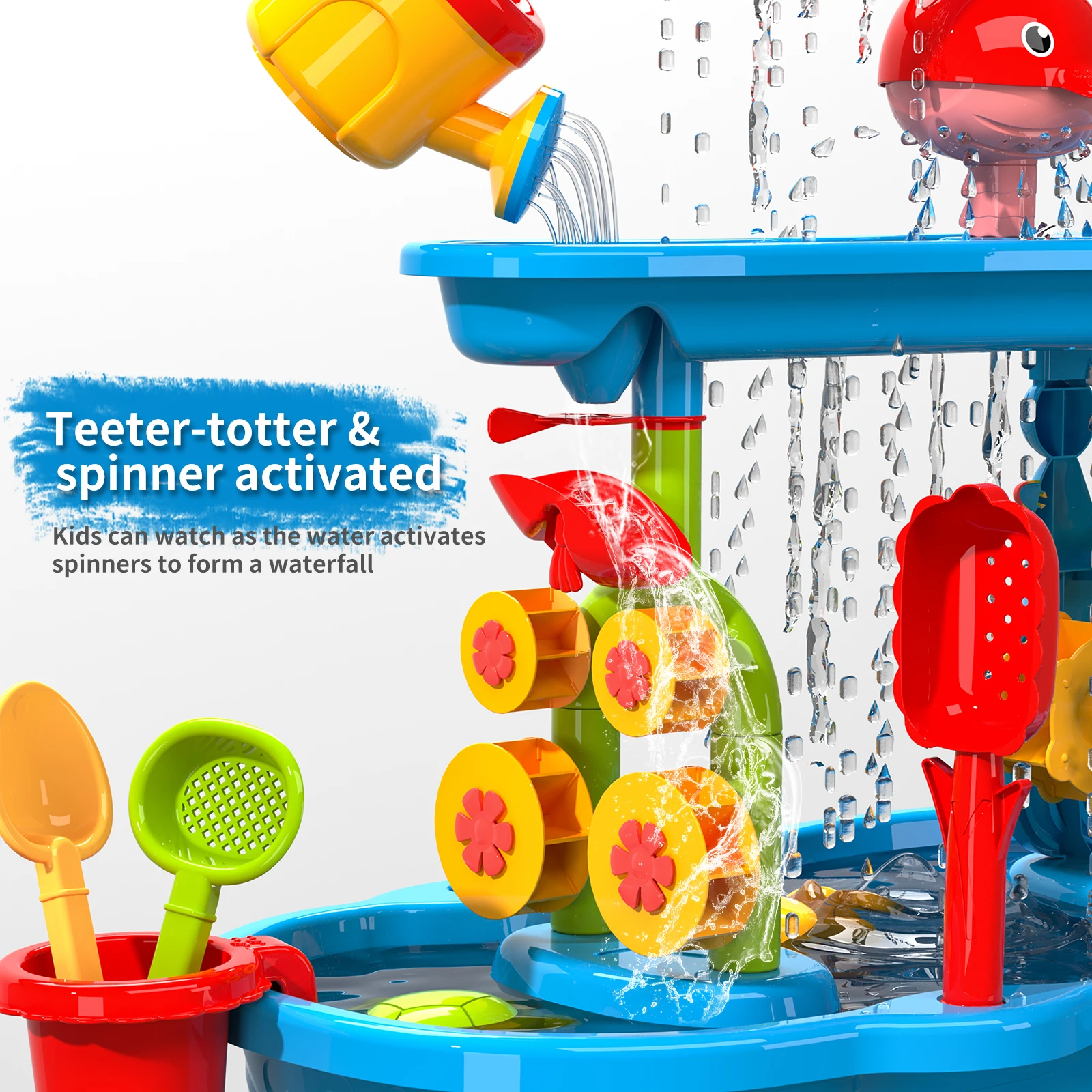 Sand water game table toy 3-Tier Outdoor Water Play Table Toys for Tables Summer Beach Toys for Outside Backyard for Kids age3-8 2