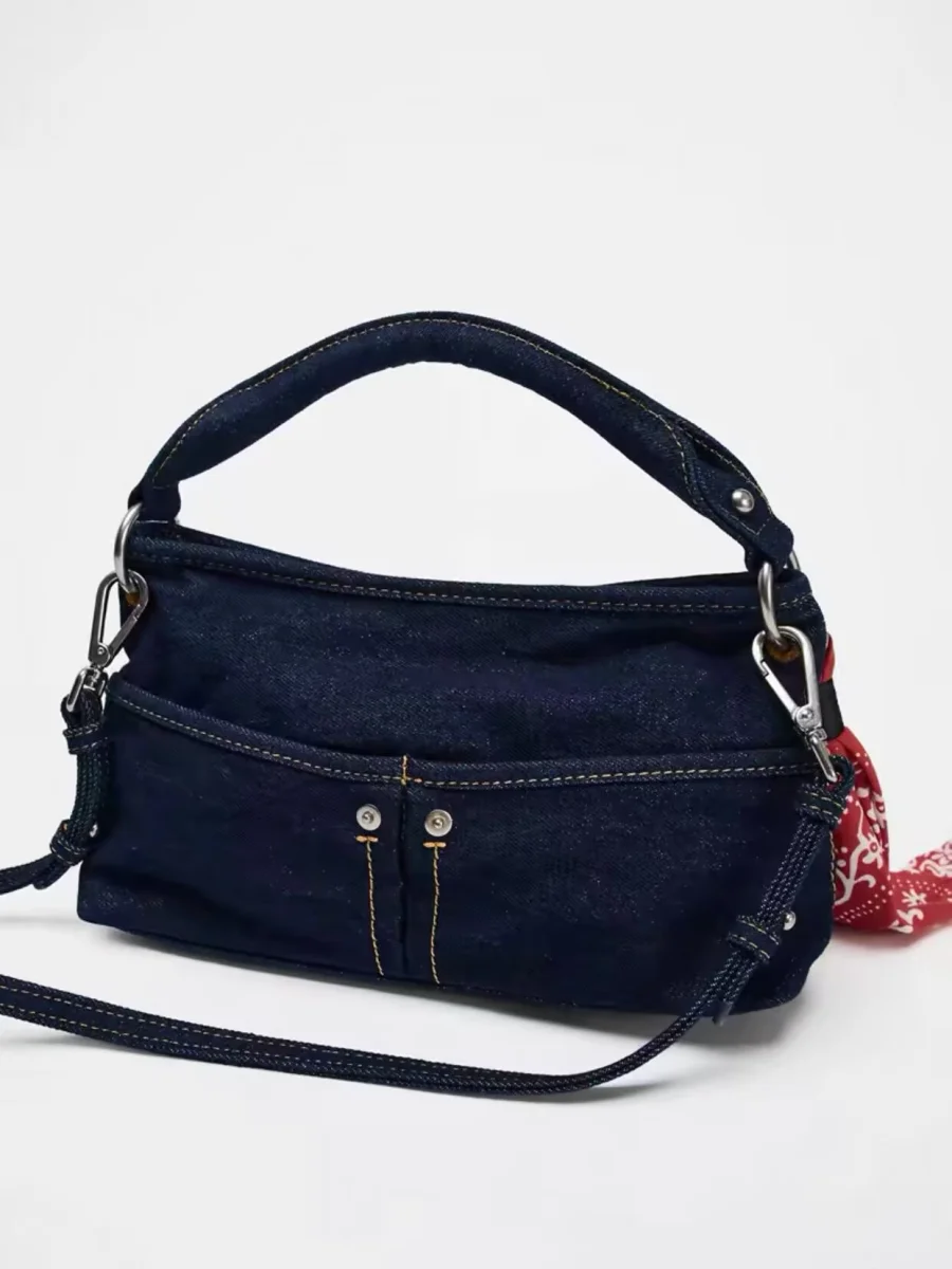 Denim Women's Bag 2025 New Eco Reusable Ladies Handbags Canvas Shopping Travel Shoulder Bags Unisex Jeans Crossbody Bag Shoppers