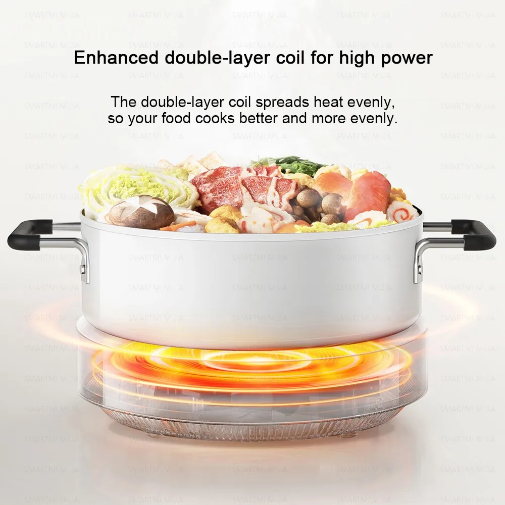 Fogão de indução XIAOMI MIJIA N1, 2100W de alta potência, 6 níveis de calor, 8 proteções de segurança, fácil limpeza, versão chinesa com adaptador 6