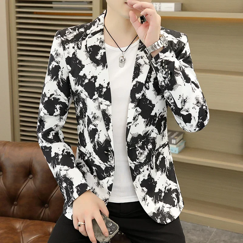 

The Main Promotion of Explosive Casual Men's Pattern All Match Comfortable Small Suit Korean Version Slim Fashion Coat Men