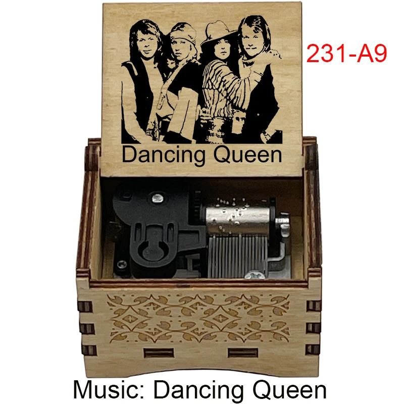 Dancing Queen Wooden Wind Up Music Box Swedish Rock Band Song Special Musical Gifts for Fans Friends Family Birthday Festival 3