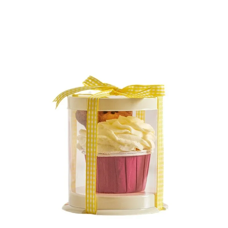 50pcs Clear Plastic Cylinder Cupcake Boxes Cookie Candy Container Plastic Containers Cupcake Holder Takeaway Food Packaging